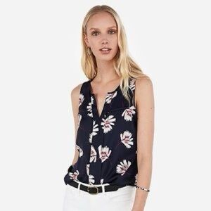 Express Navy Print Sleeveless Blouse, Small NWT
